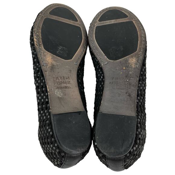 Eileen Fisher Black Perforated Flats Hidden Wedge Suede Leather 9 - Picture 3 of 10